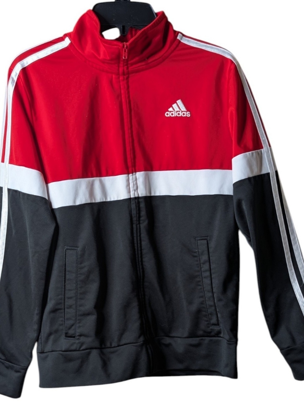 Adidas Boys Red & Black Full Zip Track Jacket Size 10/12